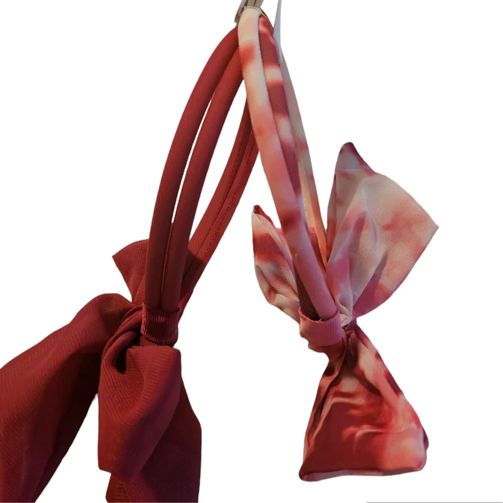 NWT The Children's Place Girls Bow Headband 2-Pack Red & Pink Tie-Dye (Ages 4+)